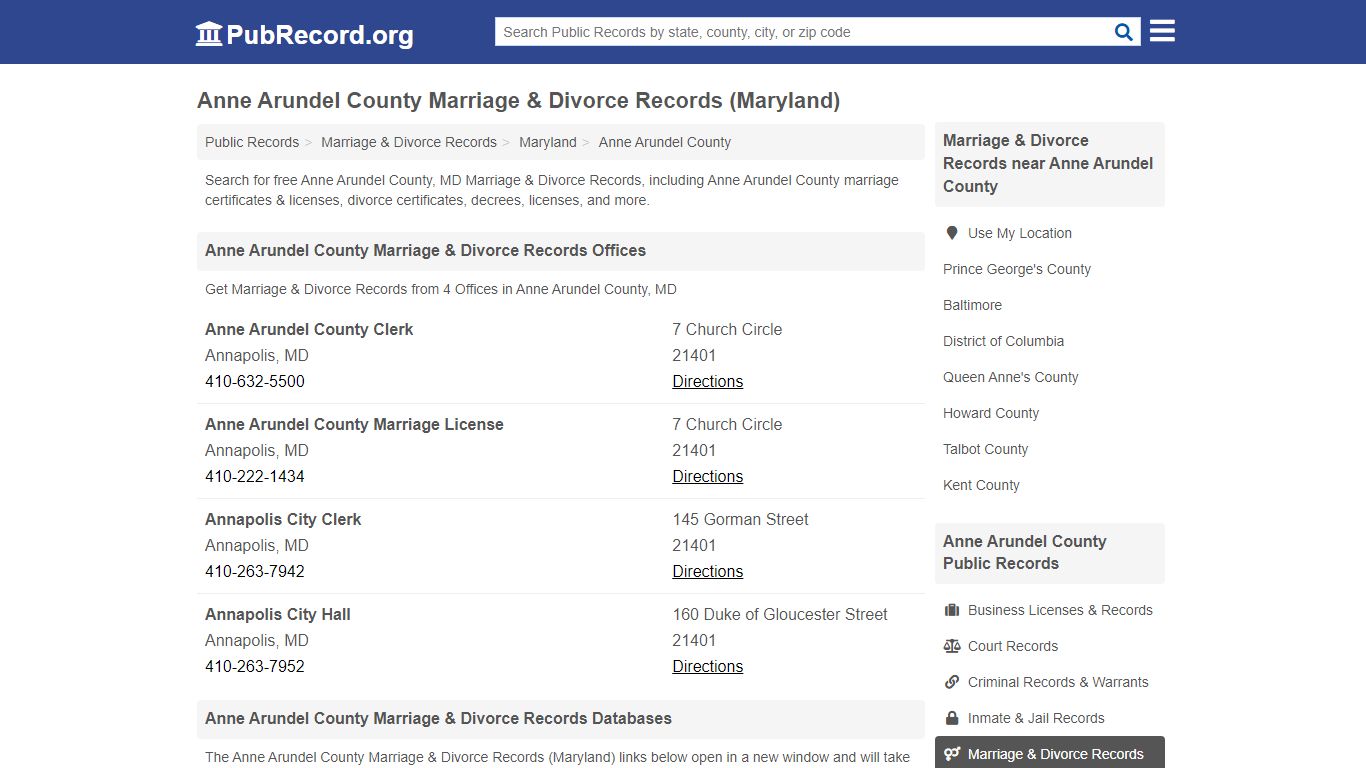 Anne Arundel County Marriage & Divorce Records (Maryland)